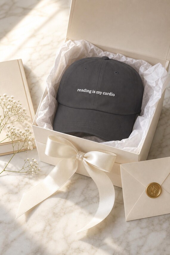 Funny Book Lover Hat Reading Is My Cardio Embroidered Cap Bookworm detail