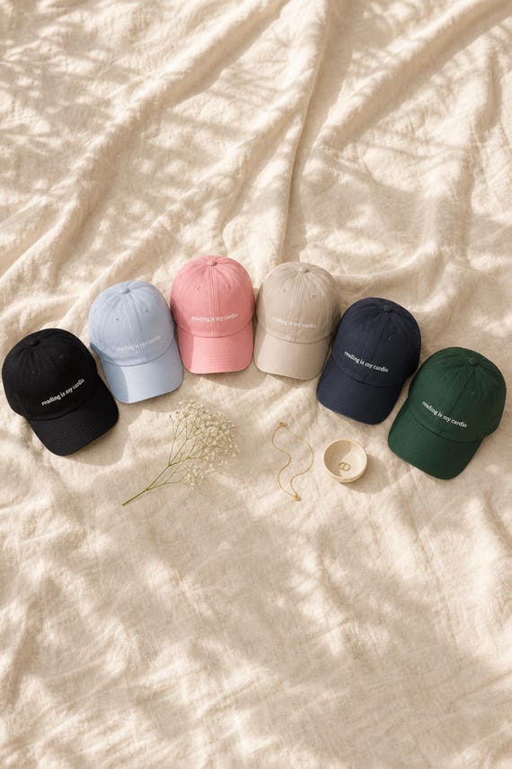 Funny Book Lover Hat Reading Is My Cardio Embroidered Cap Bookworm detail