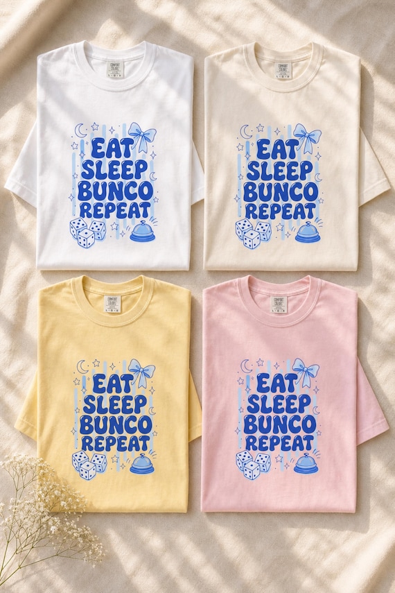 Funny Bunco Shirt Eat Sleep Bunco Repeat Garment Dyed Tee Game Night detail