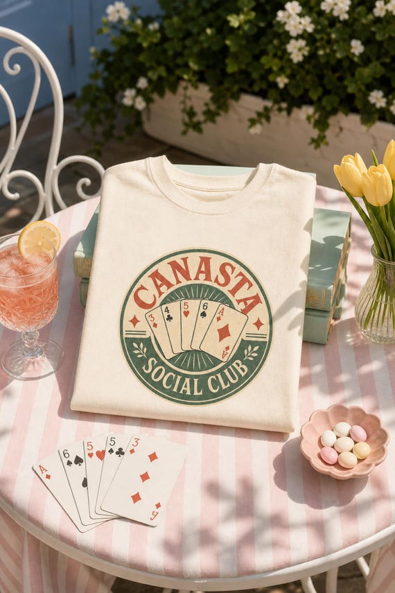 Canasta Social Club Comfort Colors T-Shirt | Vintage Card Game Tee Playing Cards Gift detail