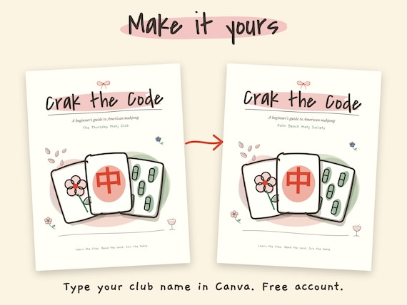 Mahjong Beginner Guide: American Mah Jongg Rules, Editable Canva Template, Printable Ink Saver detail