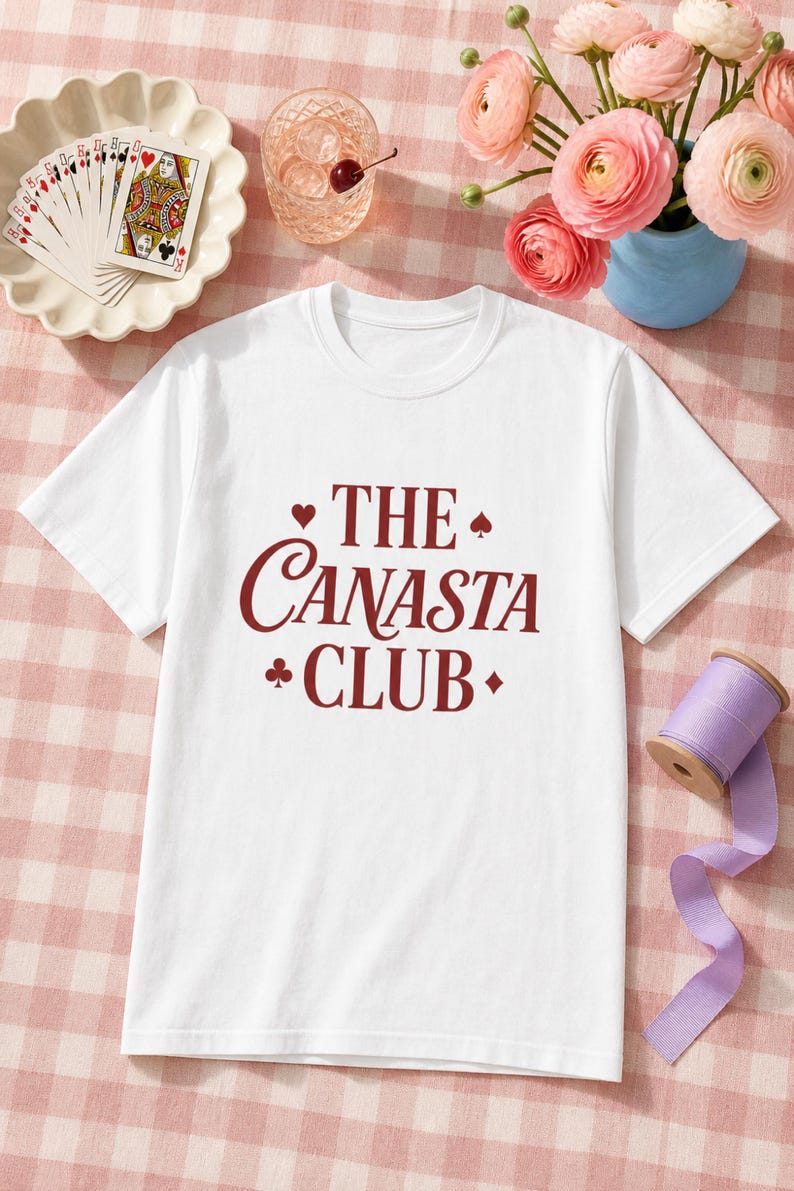 Canasta Club Shirt Vintage Card Suits Comfort Colors Garment Dyed Tee Player Gift