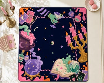 Spooky Cocktail Mahjong Mat: Witchy Potion Bar Neoprene, 4 Sizes with Storage Bag