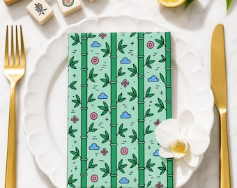 Bambu Mahjong Cocktail Servetter Set med 4 Kakeltryck Spelkväll Bordsdekoration Värdinna Present Möhippa Tjejresa