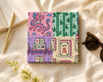Bachelorette Mahjong Cocktail Napkins Set of 4 Tile Print Cotton Game Night Table Decor