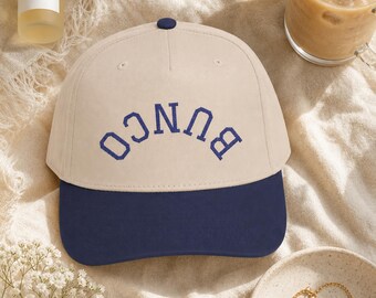 Bunco Hat Varsity Arch Embroidered Cap Ladies Game Night Two Tone Baseball