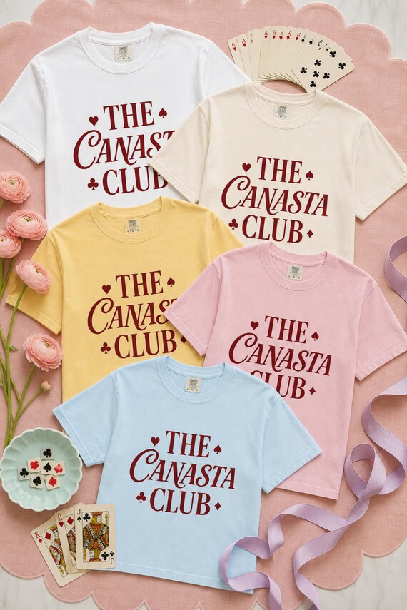 Canasta Club Shirt Vintage Card Suits Comfort Colors Garment Dyed Tee Player Gift detail