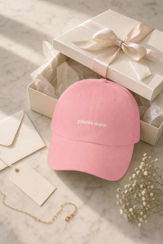 Pilates Mom Embroidered Hat Reformer Class Cotton Cap Fitness Gift detail