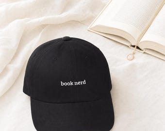 Book Nerd Embroidered Hat Bookworm Cap Literary Cotton Twill Reader Gift