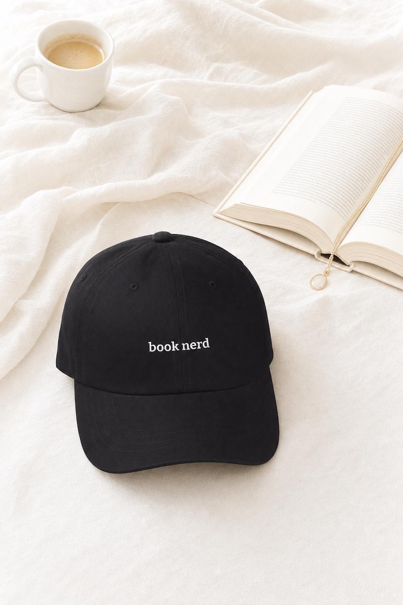 Book Nerd Embroidered Hat Bookworm Cap Literary Cotton Twill Reader Gift