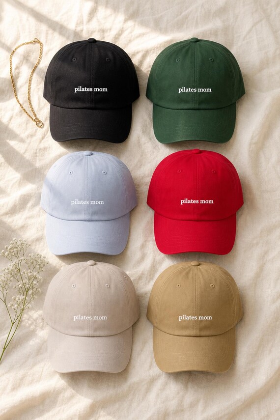 Pilates Mom Embroidered Hat Reformer Class Cotton Cap Fitness Gift detail