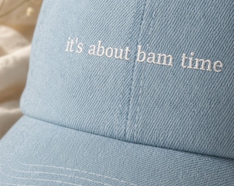 Bam Time Mahjong Denim Hat Embroidered Cap Game Night Tile Lover