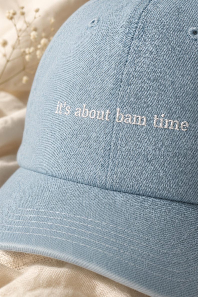 Bam Time Mahjong Denim Hat Embroidered Cap Game Night Tile Lover