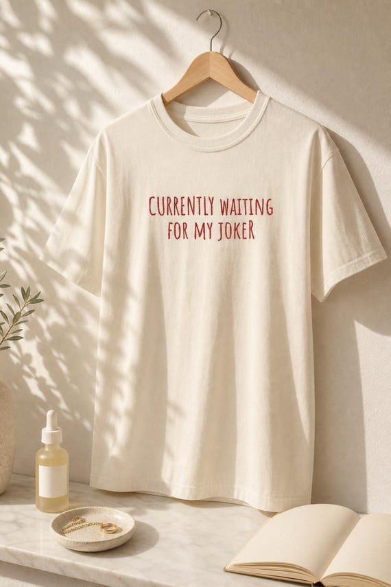 Funny Mahjong Shirt Waiting for My Joker Garment Dyed Embroidered Tee Game Night detail