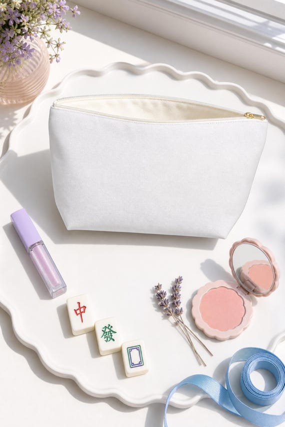 Mahjong Tile Bag Crak Bam Dot Print Zipper Pouch Personalized Cosmetic Travel Organizer detail