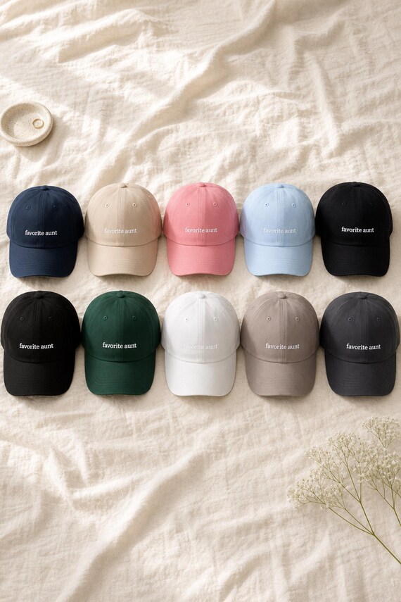 Embroidered Dad Hat Favorite Aunt Script Cotton Cap Auntie Gift detail