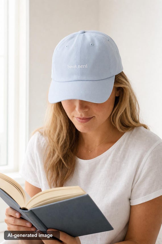 Book Nerd Embroidered Hat Bookworm Cap Literary Cotton Twill Reader Gift detail