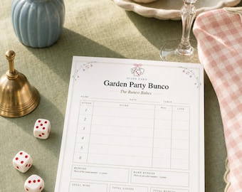 Bunco Score Card Pad: Personalized Tear Off Notepad, 50 Sheets, Garden Party Floral Dice