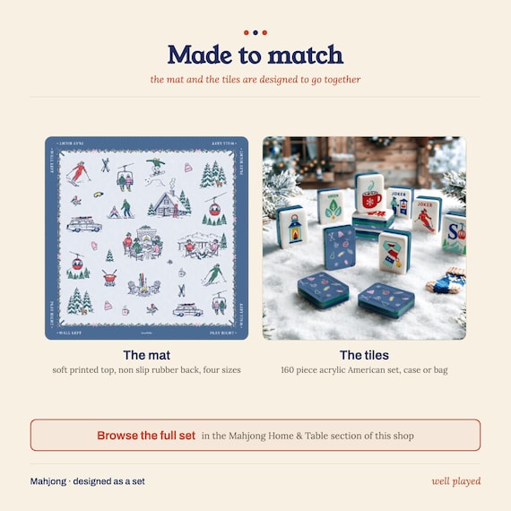 Ski Mahjong Tiles: Mah Jongg Set, Winter Chalet Style, 4 Layer Acrylic, 160 Pieces detail