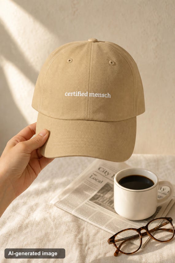 Jewish Hat: Certified Mensch Embroidered Dad Cap, Yiddish Humor, Adjustable Cotton Twill detail