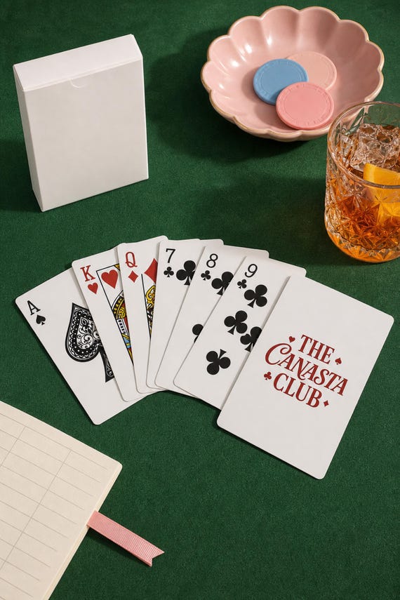 Canasta Playing Cards Poker Deck | Vintage Canasta Club Card Game Gift for Game Night detail