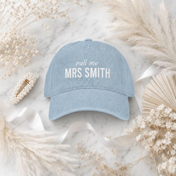 Personalized Bride Denim Hat Custom Name Embroidered Cap Bachelorette detail