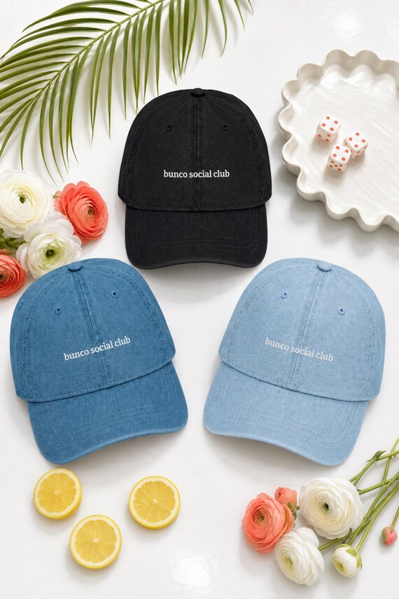 Bunco Social Club Embroidered Dad Cap - Classic Adjustable Hat detail