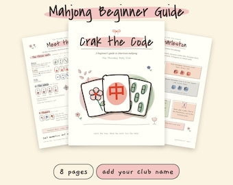 Mahjong Beginner Guide: American Mah Jongg Rules, Editable Canva Template, Printable Ink Saver