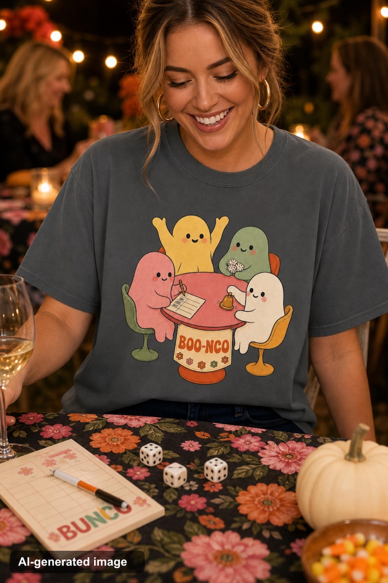 Boo-Nco Halloween Bunco Shirt Ghost Dice Game Night Tee Comfort Colors Spooky Season Bunco Group Gift for Women