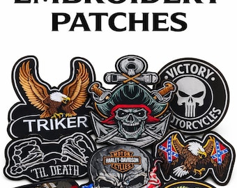 Custom Embroidered Patches, Personalized Logo patches, Iron On patches, Sew On patches, Velcro Backing Patches