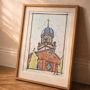 University of Dayton Chapel Watercolor Print – UD Wall Art – College Graduation Gift – Alumni Decor – Catholic University Art