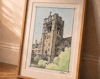 Le Mans Hall Watercolor Print – Saint Mary’s College Wall Art – South Bend Campus Decor – College Graduation Gift – Alumni Artwork