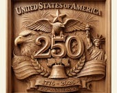 USA 250th Anniversary Patriotic 3D Relief STL | Americana CNC Router File Wood Carving | 2026 Commemorative Decor