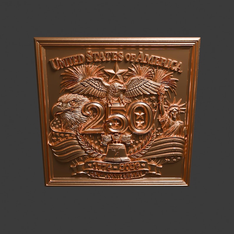 USA 250th Anniversary Patriotic 3D Relief STL | Americana CNC Router File Wood Carving | 2026 Commemorative Decor image 2