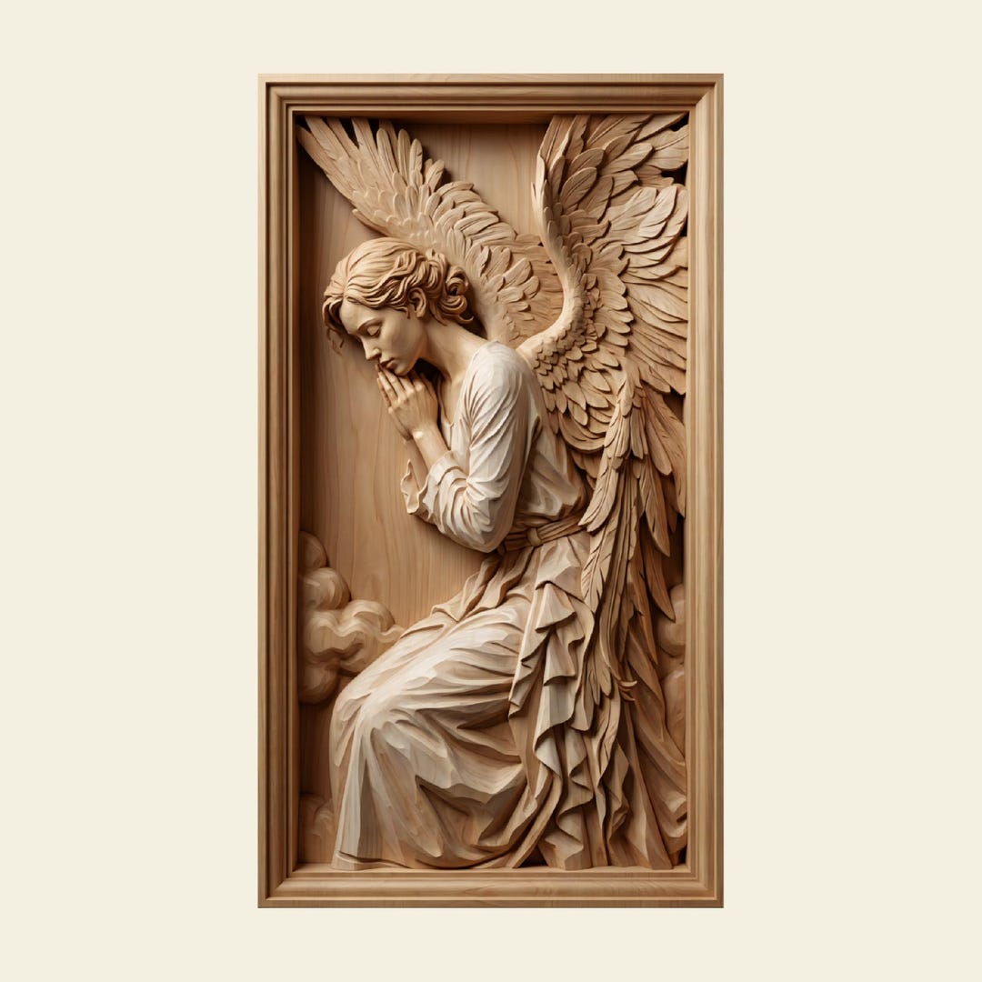 Angel Relief 3D STL CNC Router File | Heavenly Style | Wood Carving - Etsy