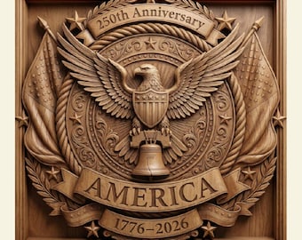 250th Anniversary American Eagle 3D Relief STL | Patriotic CNC Router File Wood Carving | Patriotic Wall Decor