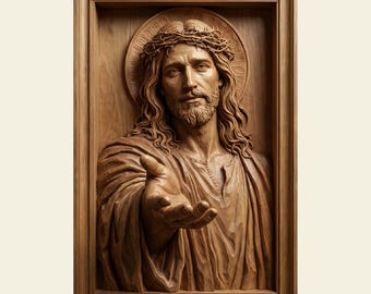 Jesus Christ 3D STL CNC Router File | Religious Relief Wood Carving | Christian Wall Art, Spiritual Gift, Catholic Home Decor STL