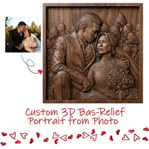 Custom 3D Bas-Relief Portrait from Photo | STL File for CNC Router & 3D Printing | Personalized Anniversary Gift | Digital Download
