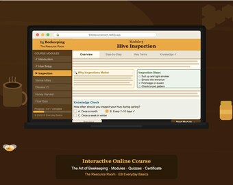 Curso Interativo Online de Apicultura | Módulos, Verificação de Conhecimento, Questionário Final, Certificado | Iniciante
