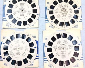 Lote mixto de 4 carretes View-Master: Monumentos de EE. UU., White Sands, Salt Lake City y Rock City.