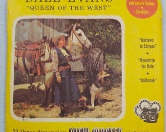 Vintage 1955 View Master Dale Evens Queen of the West Set 3 Reels Sleeve Western