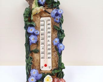 Vintage Hummingbird Resin Garden Decor Indoor Outdoor Thermometer