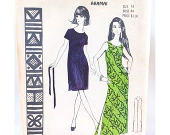 Vintage polynesiskt sömnadsmönster storlek 14 Akamai tryckt på Hawaii USA #143