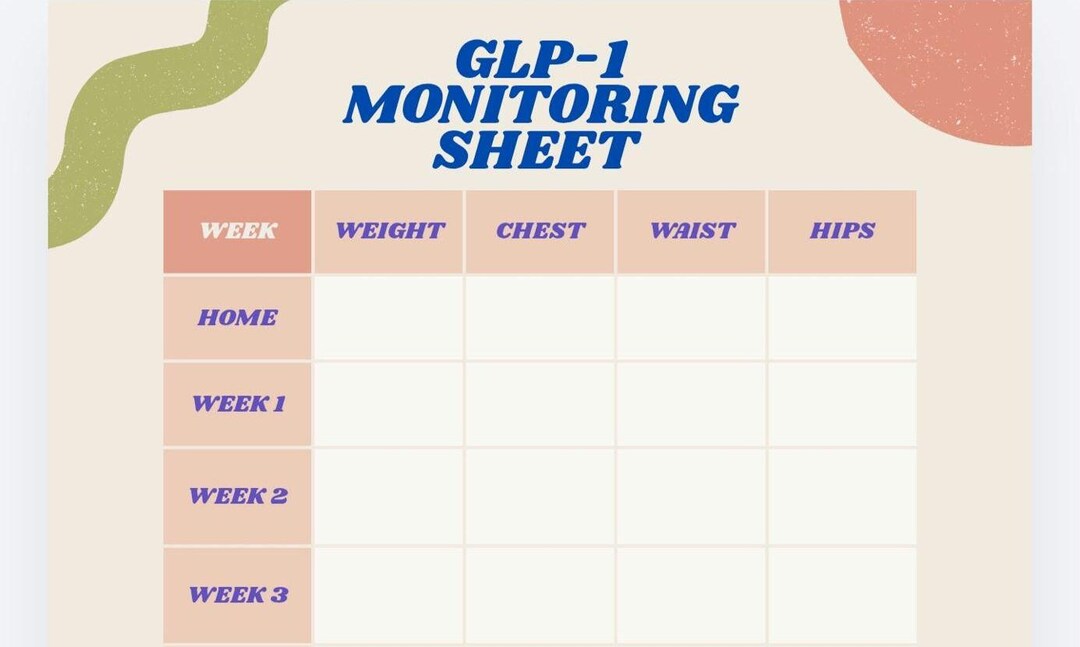 GLP-1 Monitoring Sheet Printable | Weight Loss Tracker | Body ...