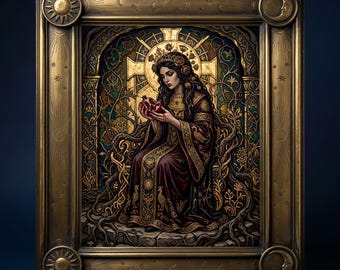 Persephone Underworld Oil Painting Print, Greek Mythology Wall Art, Gothic Fantasy Decor, Dark Queen Art Print, Digital Download