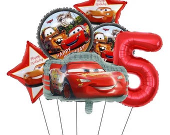 Lightning McQueen Race Car Foil Balloons Bouquet: 6pcs / Kids Birthday gift
