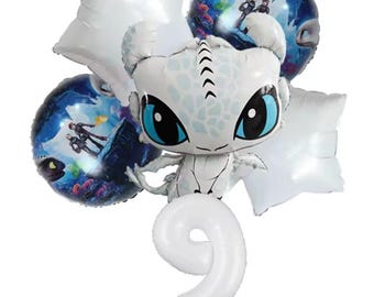 Set di palloncini per compleanno a tema Dragon Trainer - Palloncini in lamina fai da te / Bomboniere per feste a tema Sdentato e Furia Luminosa