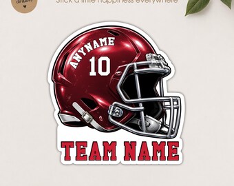 Custom Football  Sticker Personalized Player Name American Football Sports Name and Number, Helmet