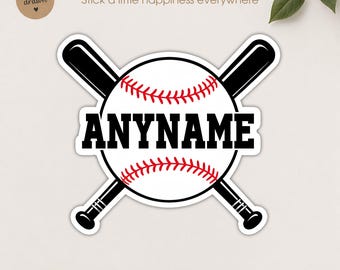 Baseball Sticker Personalized Baseball, Softball Player Name & Numbers Decal for Laptop Water Bottle