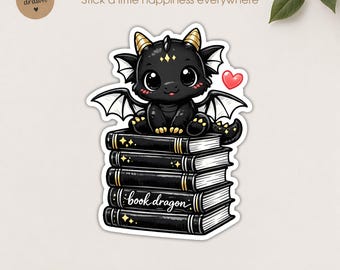 Cute Book Dragon  Waterproof Kindle Sticker E-Reader StickerS Book Merch Laptop Bookish Gift Book Lover